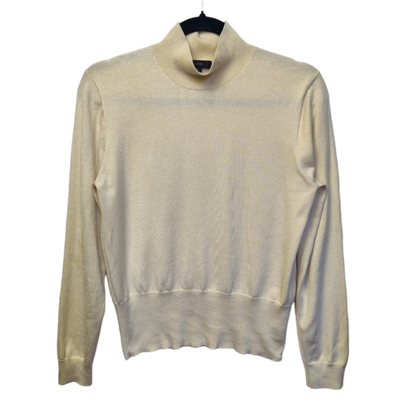 J. Crew Women's Mockneck Silk-Blend Sweater with Ribbed Trim Small BD412 - Picture 2 of 11